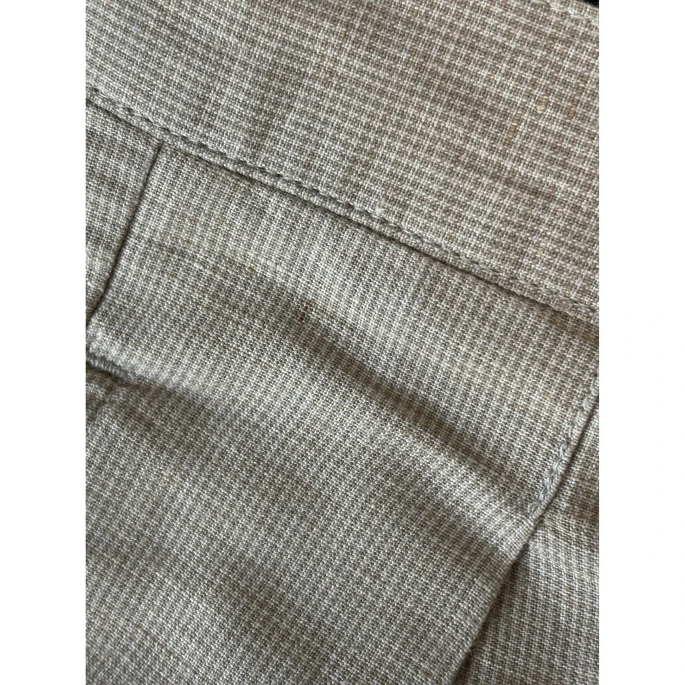 JJ Farmer 32x33 Pleated Cotton Linen Blend Trousers Beige Khaki Cuffed Pants